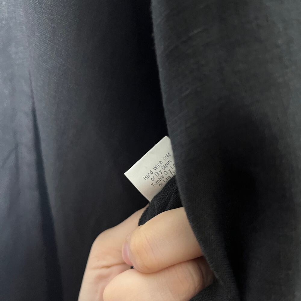 Cynthia Ashby Blouse and Pant Matching Set Womens L Black Linen USA Lagenlook - Picture 8 of 13